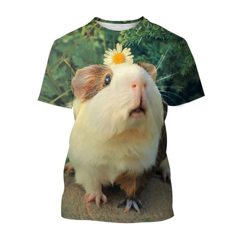 New Summer Cute Guinea Pig T-Shirt For Funny Animal 3D Printed Tees Fashion Short Sleeves Clothes Harajuku T Shirts Tops