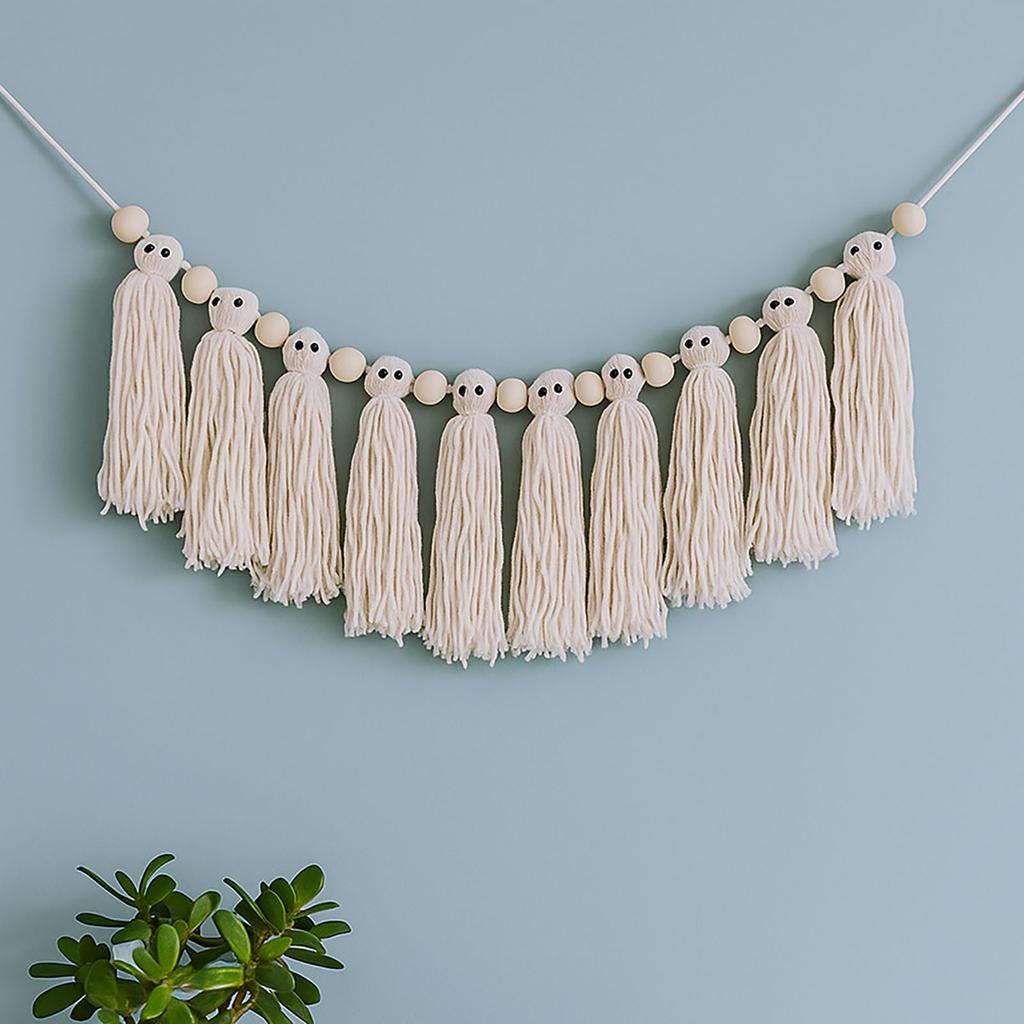 Wall Hanging Ornament Prop Decorative Hand-woven Tassel Flag Halloween Garland For Shelves Celebration Patio Window Pendant