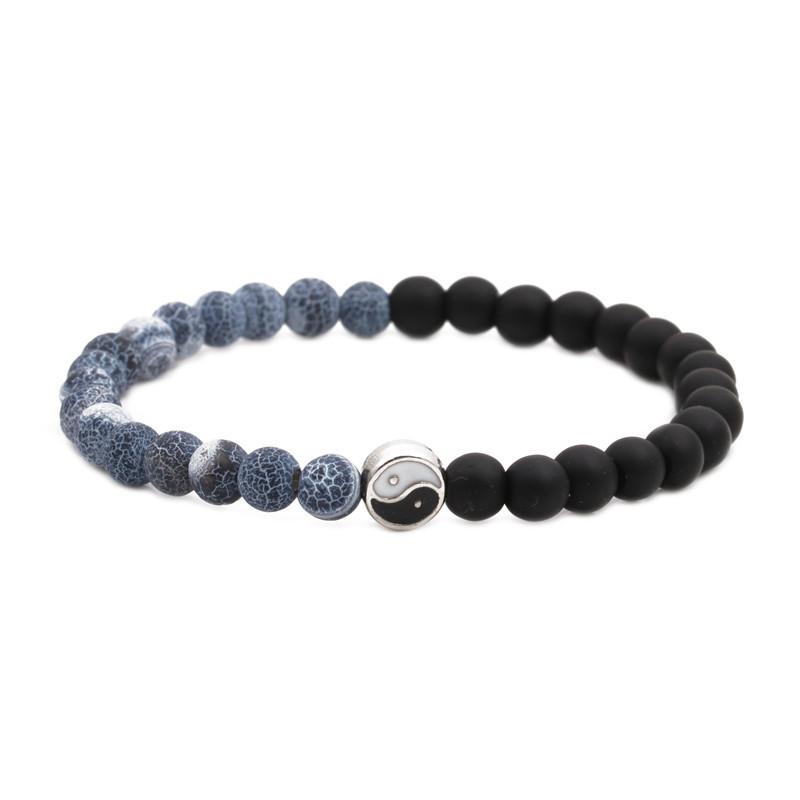 Distance beaded Bracelet Fashion Natural Stone two colors Yin Yang Charm Bracelets for Men Women Friendship couple
