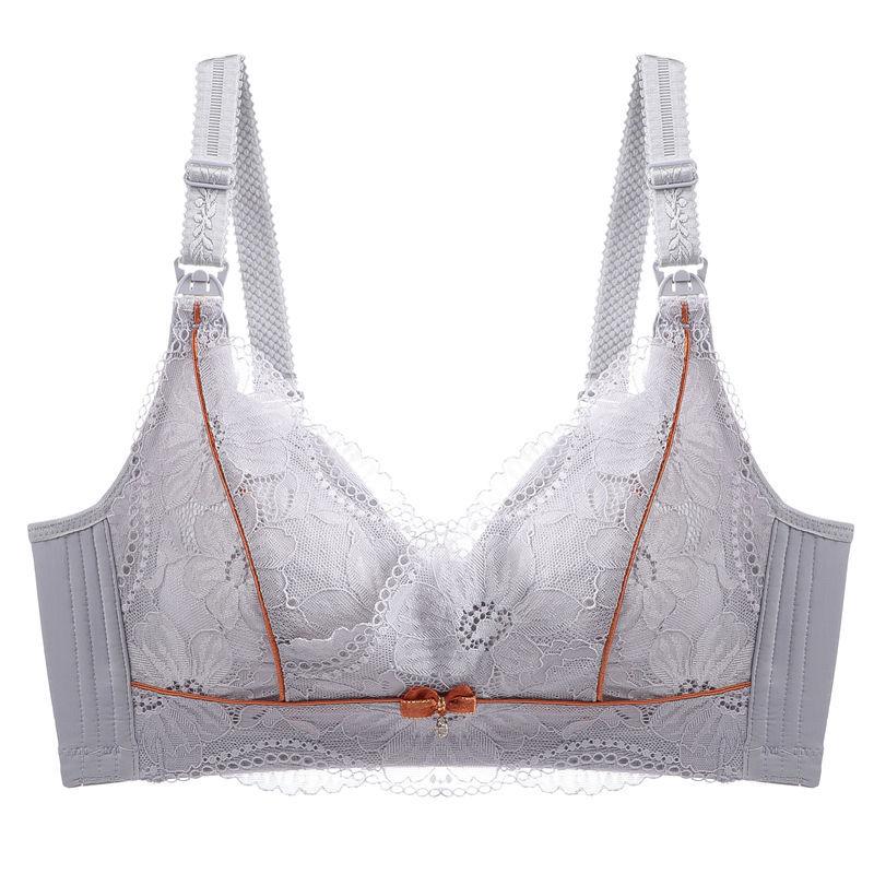 Contrasting Color Full Cup Large Chest Small Breastfeeding Bra Pregnant Women Thin Large Size Gather Upper Support Adjustment Breastfeeding Underwear