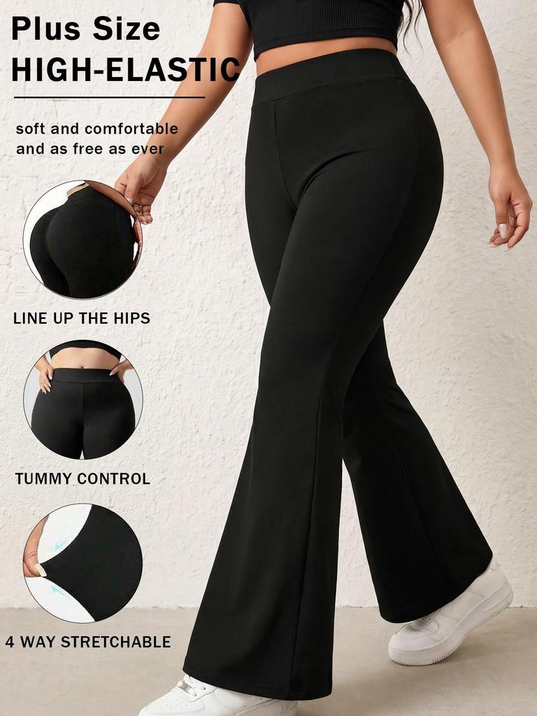 Women's High Waist Micro Flare Yoga Pants for Spring & Autumn - Elastic, Straight Leg for Outdoor Running & Fitness