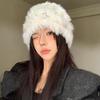 Rabbit Fur Plush Hat Women's Autumn and Winter Hollow Crochet Knitted Hat Thickened Warm Face Small Wool Hat Baotou Hat Tide
