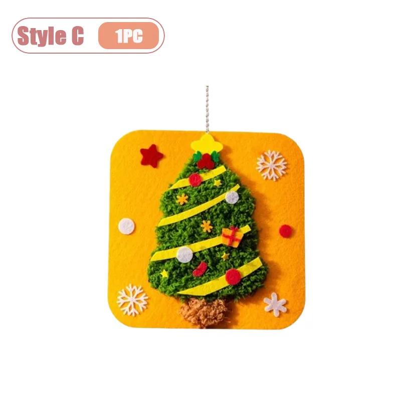Christmas DIY Felt Craft Sewing Kit for Kids Non Woven Fabric Handmade Ornament Material Pack Kindergarten  Small Gift