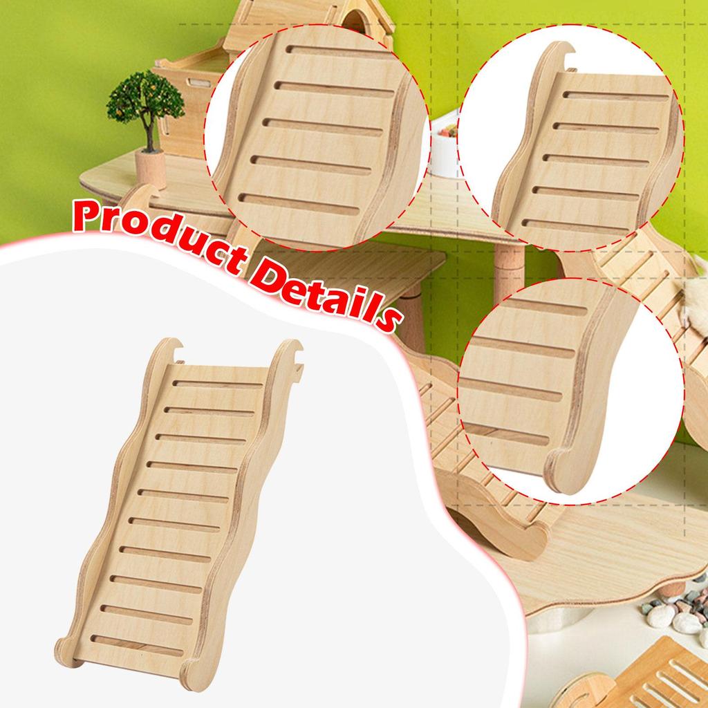 Multipurpose Wooden Hamster Ladder Bridge Stable Ramp for Mice Gerbil Bunny Cage Training Small Animal Toy