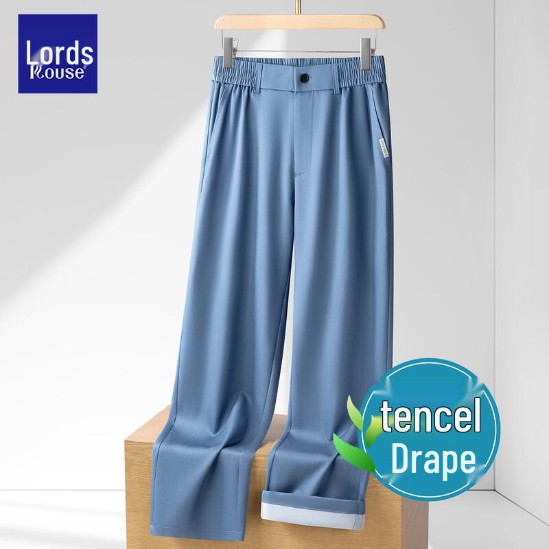 

Men s Summer Ice Silk Linen Blend Straight Leg Casual Pants L