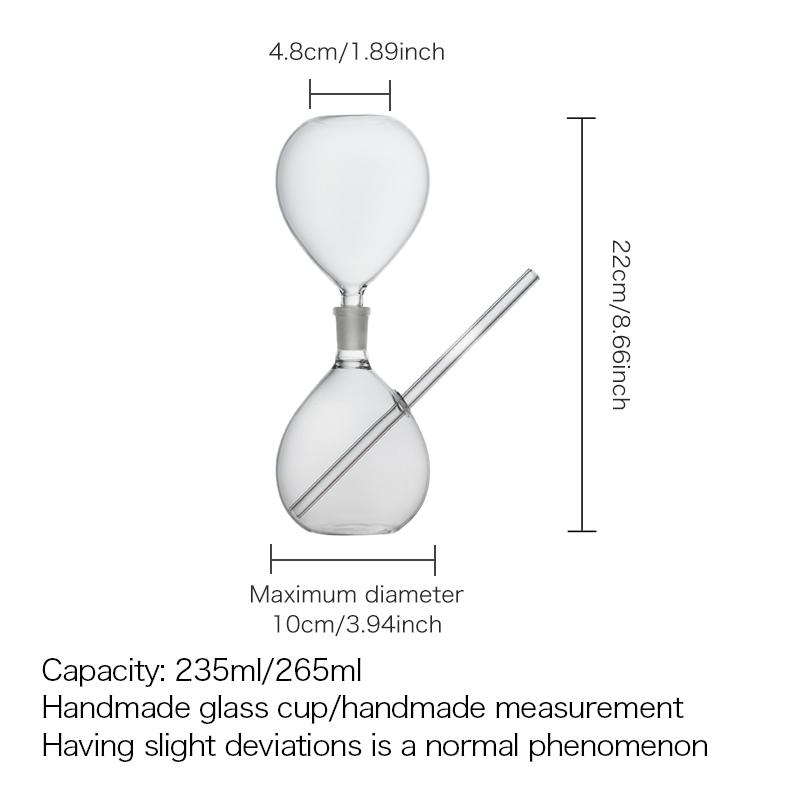 Imeet Smoked Cocktail Cup Hourglass Shaped Creative High Borosilicate Glass Bar Bartender Utensil for Mixed Drinks