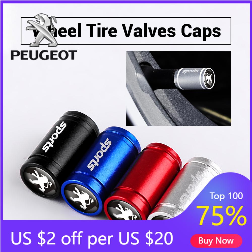 2026 Hot Car Sticker 4PCS Car Wheel Tire Valve Caps Auto Tyre Air Stem Cover Accessories For PEUGEOT 107 206 2008 4008 108 207 2