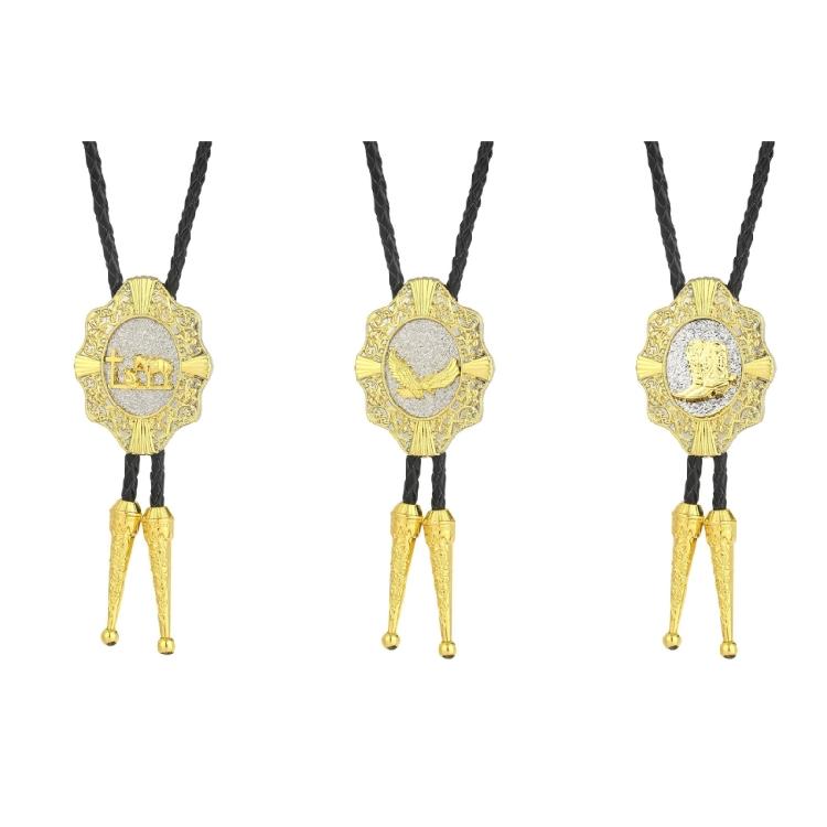 Braided Shoestring Eagle Bolo Tie Carved Charm Cowboy Necktie Necklace