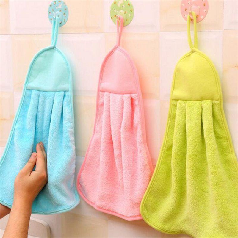 Hand Velvet Coral Towel Hanging Kitchen Towel Towel Absorbent Wipe Children Soft