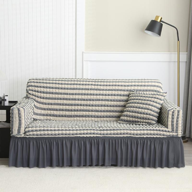 LANMOLIFE High Elastic Bubble Grid Sofa Cover 1/2/3/4 with Skirt Hem, All Season Universal Pet Anti Dirt