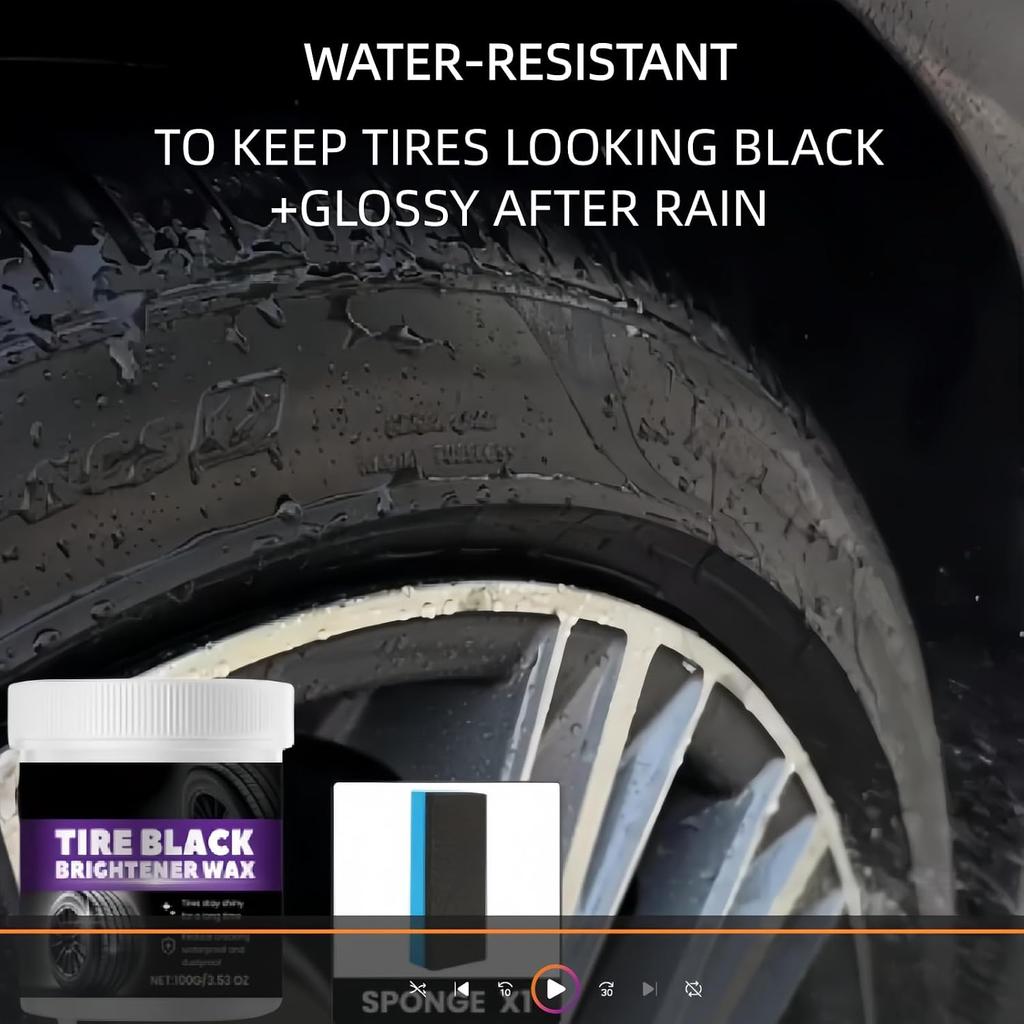 Tire Shine Wax Coating Paste, Car Tire Black Shine with Conditioners, Resists Water & Sunshine Fading, Tire Cleaner with Applicators for Cars,