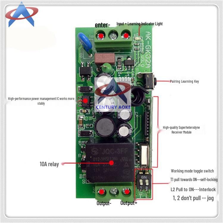 AC 220V Single-Circuit Remote Switch with Round Remote for Lighting Fixtures & Cabinet Lights