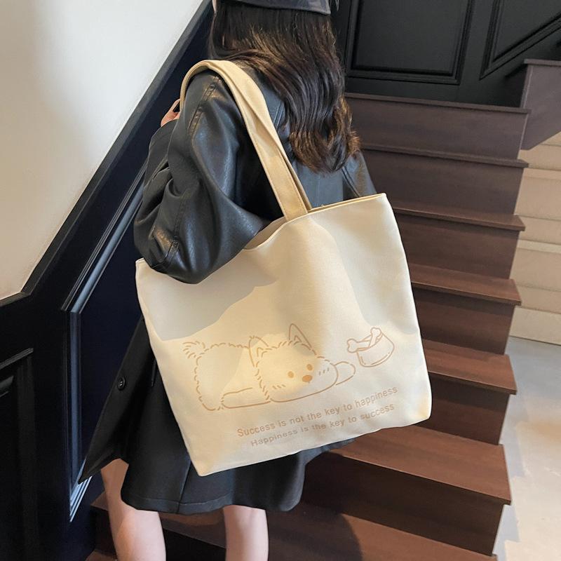 Leisure Commuting Large-capacity Canvas Bag Women's 2025 Autumn New Light Foreign Commuting Shoulder Bag Portable Tote