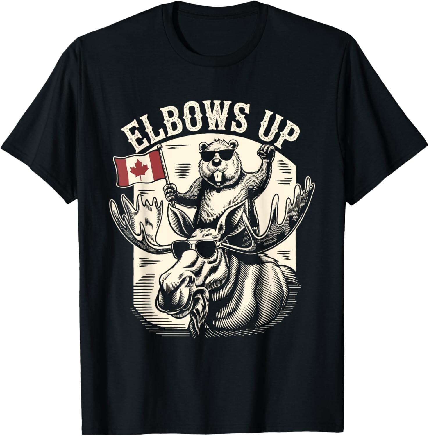 Elbows Up Funny Canada Beaver And Moose T-Shirt Mens Womens Tees Top unisex Shirt, 4XL