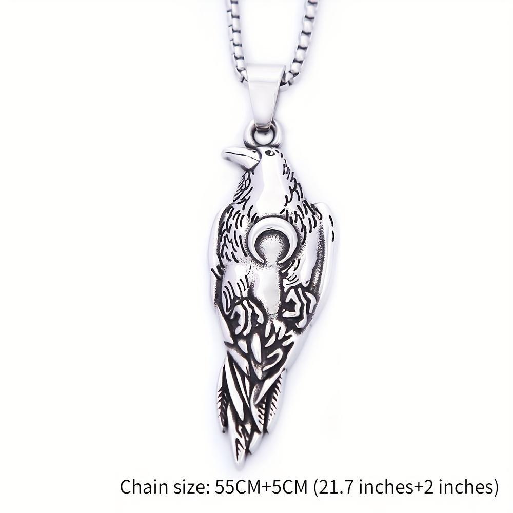 New Viking Crow Pendant Necklace Men's Moon Necklace Fashion Jewelry
