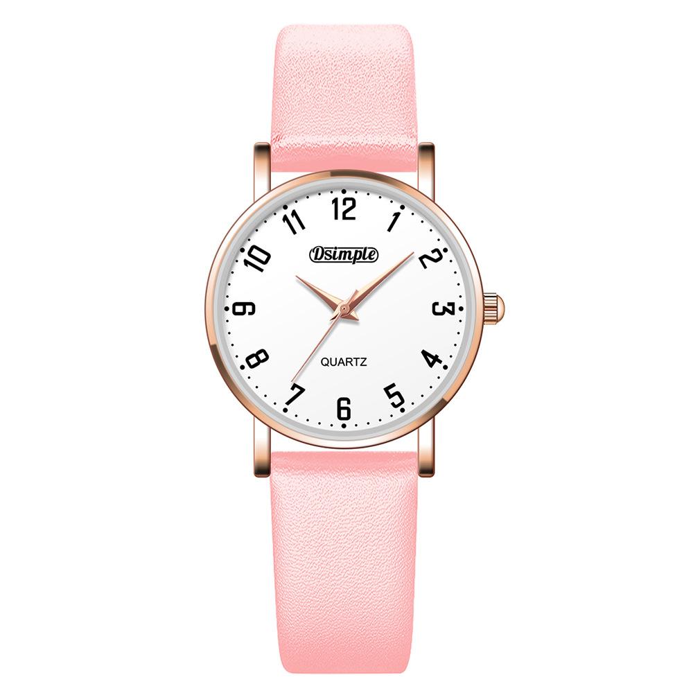 

Модний шкіряний жіночий годинник Кварцовий годинник Чоловічий годинник з цифровим циферблатом Модний жіночий годинник Годинник для пар Простий годинник L рожевий