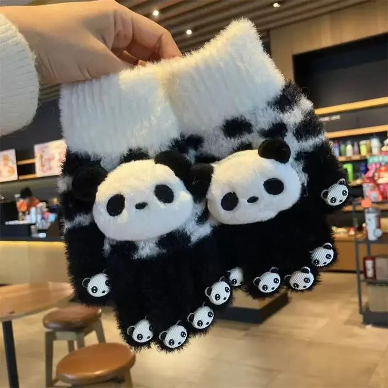 Touchscreen Panda Gloves for Women, Warm Fleece Winter Gloves with Touch Screen Fingers, Cute Animal Design Christmas Gift Idea