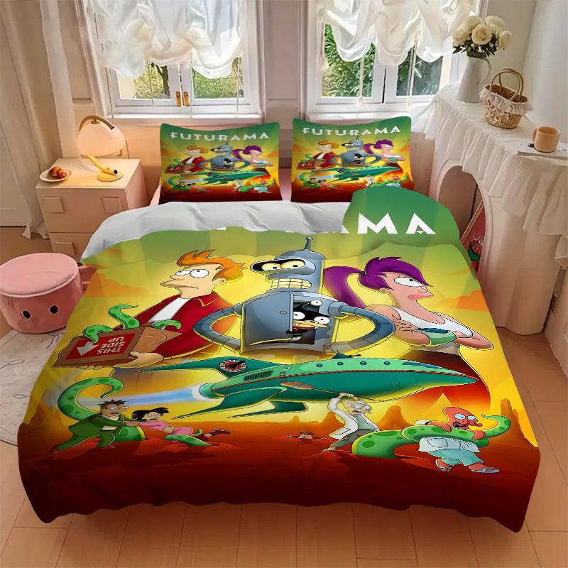 3pcs Futurama Robot Duvet Cover Set, 1 Duvet Cover + 2 Pillowcases (No Insert), High-Definition Print, Home & Dorm Set Yy251208019