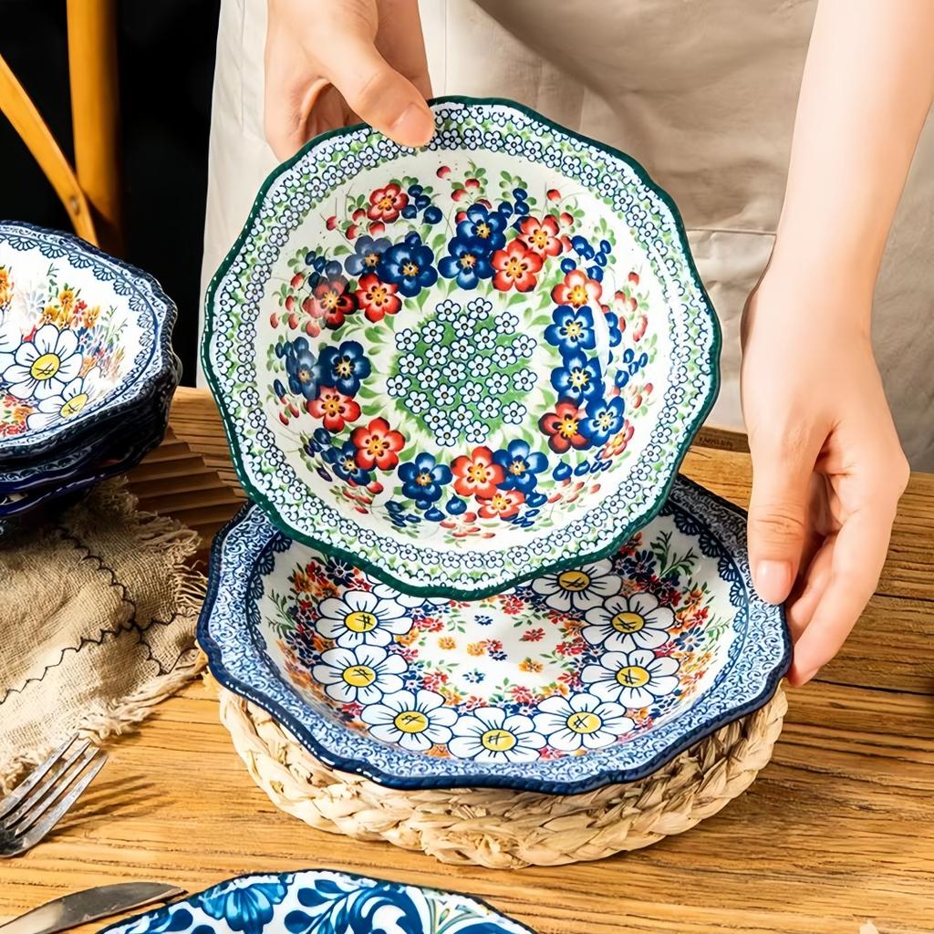 Keramický talíř v polském stylu domov vintage hluboký talíř snídaňový talíř přípravný talíř vysoká hodnota talíř na steak talíř na ovoce unikátní