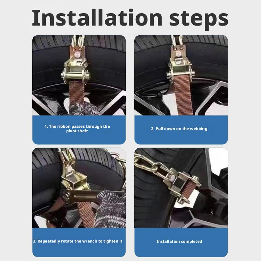 Anti-Skid Manganese Steel Snow Chains Heavy Duty Emergency Tire Chains Easy Install for Car Truck SUV Drivers Winter Essential