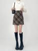 Non-Itchy Vintage Plaid Wool Blend Midi Skirt - Women's High Waist Slimming A-Line with Slit