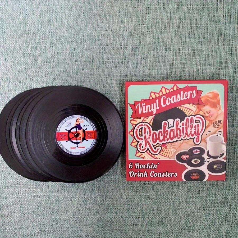 6PCS Rockin Drink Coaster Vintage CD Record Coaster, Table Mat, Coffee Mat, Vinyl CD Placemat Set