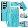 Modische Reißverschluss-Geldbörse Karten-Handyhülle für Samsung Galaxy S26 Ultra S25 FE S24 S23 S22 Plus Armband Flip Leder-Rückseite