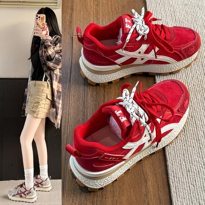 Plataforma Forrest Gump sapatos outono e inverno 2025 novo versátil moda explosão leve couro casual esportivos crianças