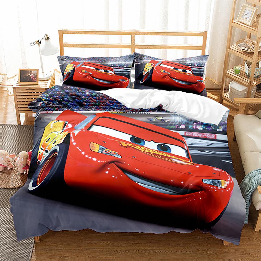 3D Digital Printing Three-Piece Anime Cars Quilt Cover Bedding Bedding Kit