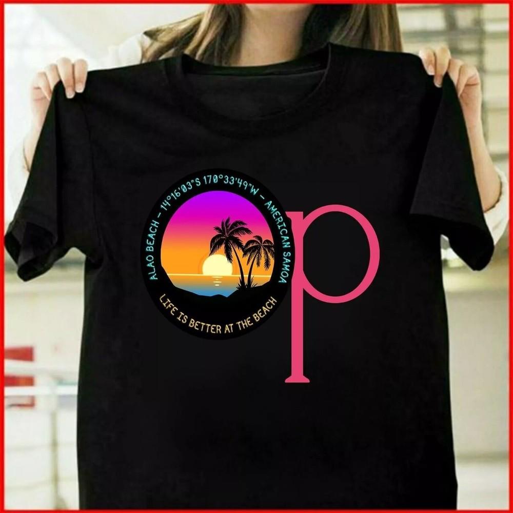 Ocean Pacific 1980-1990 Пляж Алао Закат Американское Самоа Футболка Размер S_5XL Унисекс Футболка XXL