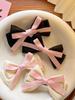 Sweet Pink Ribbon Bow Hairpin: New Korean Black Duckbill Clip for Girly Bangs
