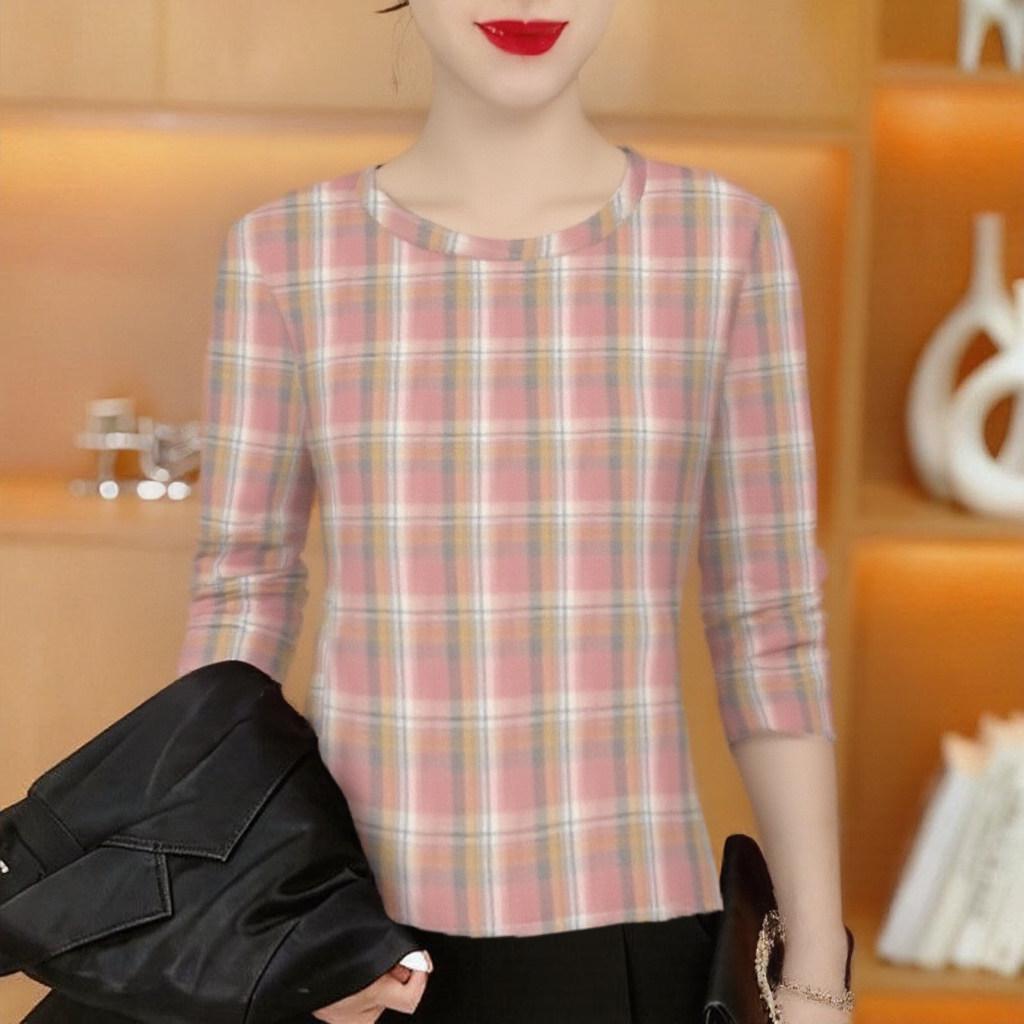 

New 2026 Women s Long-Sleeve Printed T-Shirt: Mom Style, Round Neck, Age-Defying, Tummy Concealing, Fashionable Top for Middle-Aged and Elderly. M