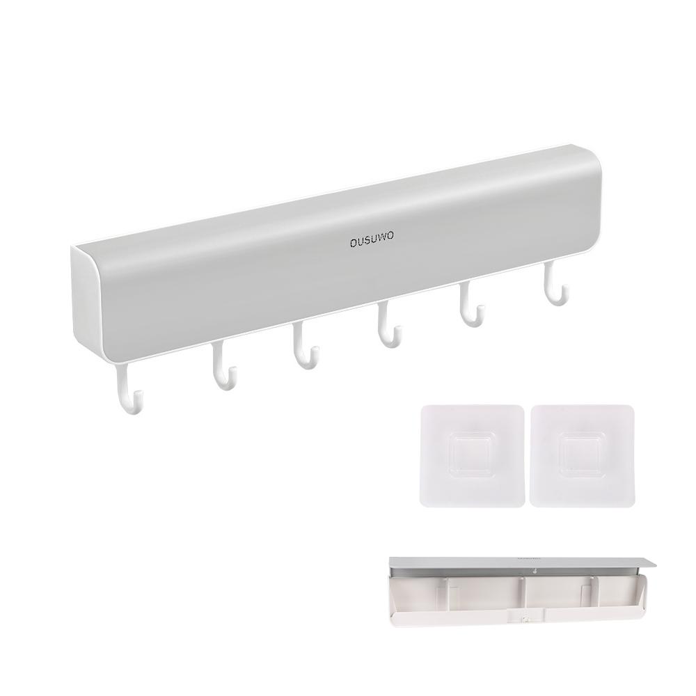 For Bathroom Door Clothes Key Organizer Punch-Free Shelf Storage Box Bathroom Accessories Wall-Mounted With Hook Storage Rack