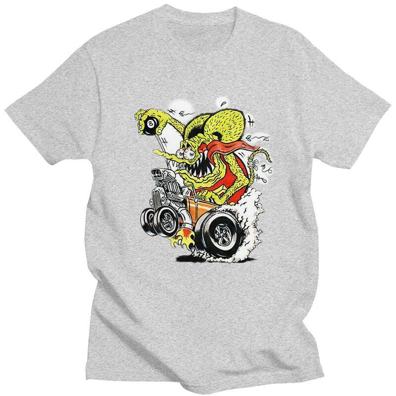 Custom Trendy Anime Cartoon Rat Fink T Shirt Men Short Sleeve Pure Cotton Tshirt Leisure Tee Tops Fashion Tshirts