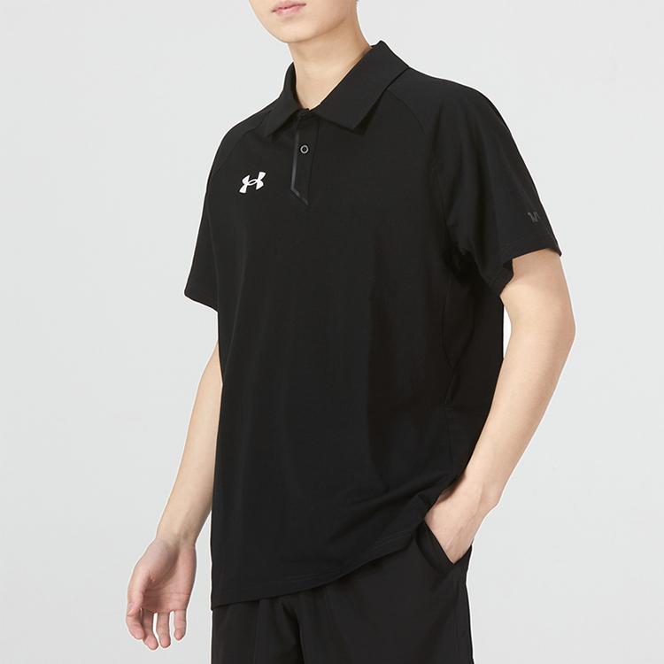 Under Armour SS22 Embossed Logo Sports Knit Polo Men Tops Black 22500515-001