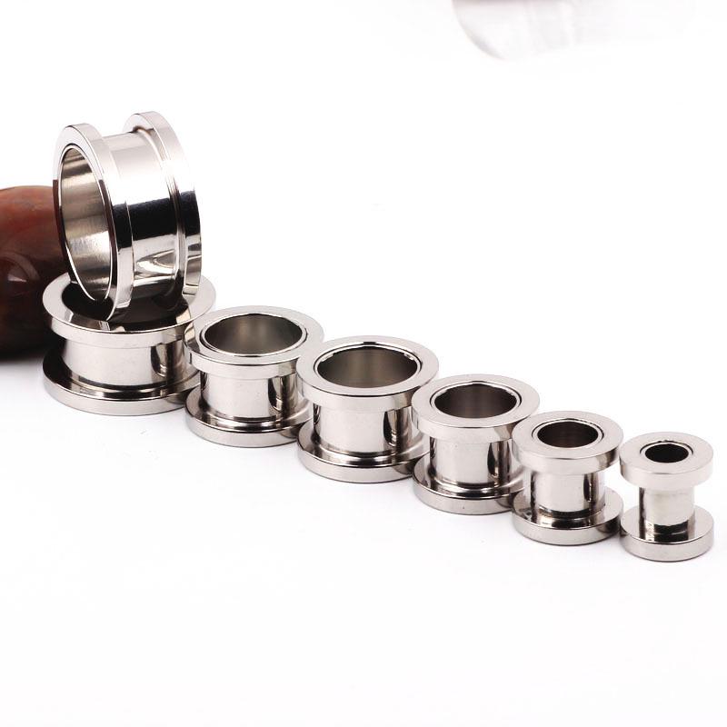 Black & Silver Electroplated Titanium Steel Ear Expander (1.2-25mm) Piercing Jewelry