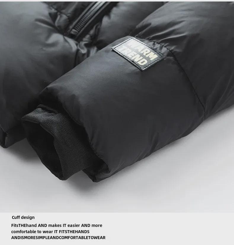 Schwarz & Gold Unisex Weiße Daunen Kapuzenjacke: Winddicht, Warm, Lässig & Stilvoll für den Winter.