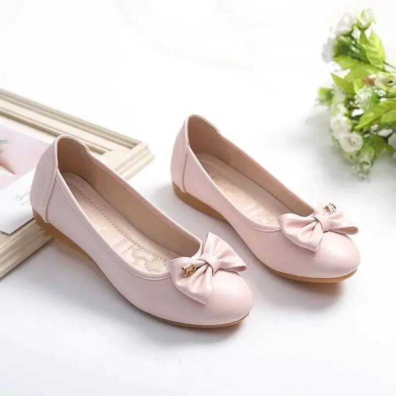 Fashion Slip-on Round Toe Moccasins Ladies Footwear with Bow High Quality Fashion Korean Style Stylish 2025 Summer 39 Women's Flat Shoes