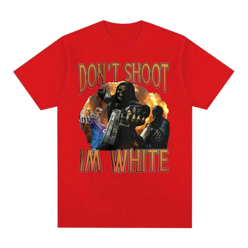 Funny Don't Shoot Im White Meme Graphic T-shirts for Men Casual Humor Short Sleeve T Shirt Unisex Vintage Fashion Gothic T-shirt