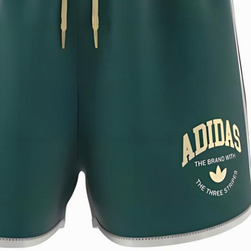 Adidas Originals Logo Print Elastic Waist Mid-Rise Casual Shorts Women Bottoms Green JI7466
