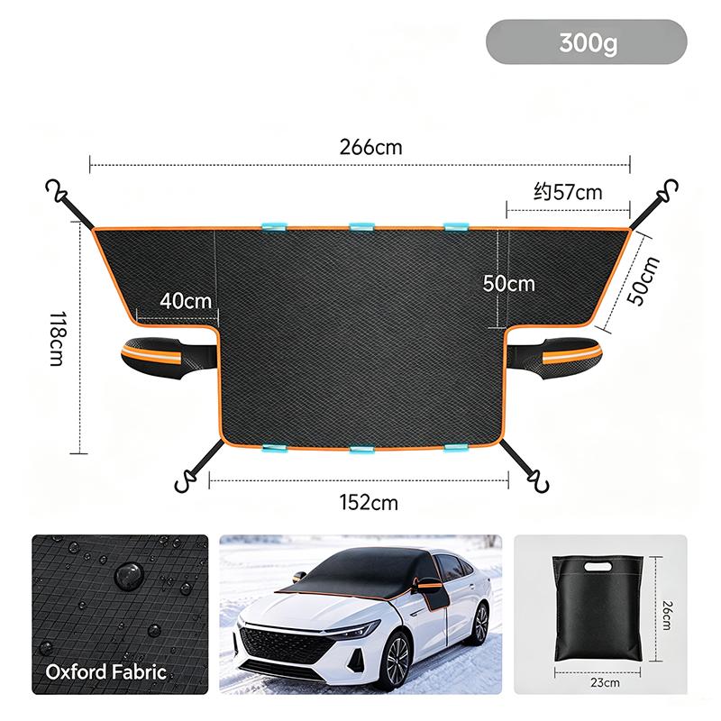 Magnetic Car Windshield Snow Cover, Winter Ice Frost Shield with Side Window & Mirror Protector, Universal for Sedan, SUV