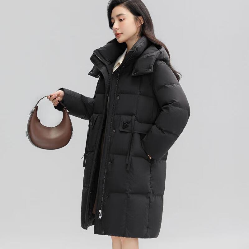 Yaya Women's Mid-Length Hooded Duck Down Puffer Jacket