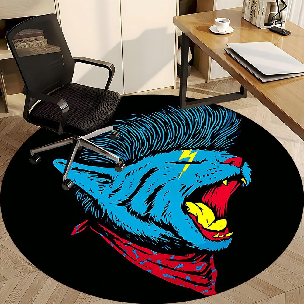 1pc Panther Rocker Office Round Area Rug, Indoor Mat Suitable For Office, Under Office Chairs Bedroom Living Room Home Decor, Room Deco