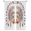 Indian Chief Dog Luxury Tulle Curtains Modern Living Room Kitchen Chiffon Curtain Bedroom Sheer Valance Curtain