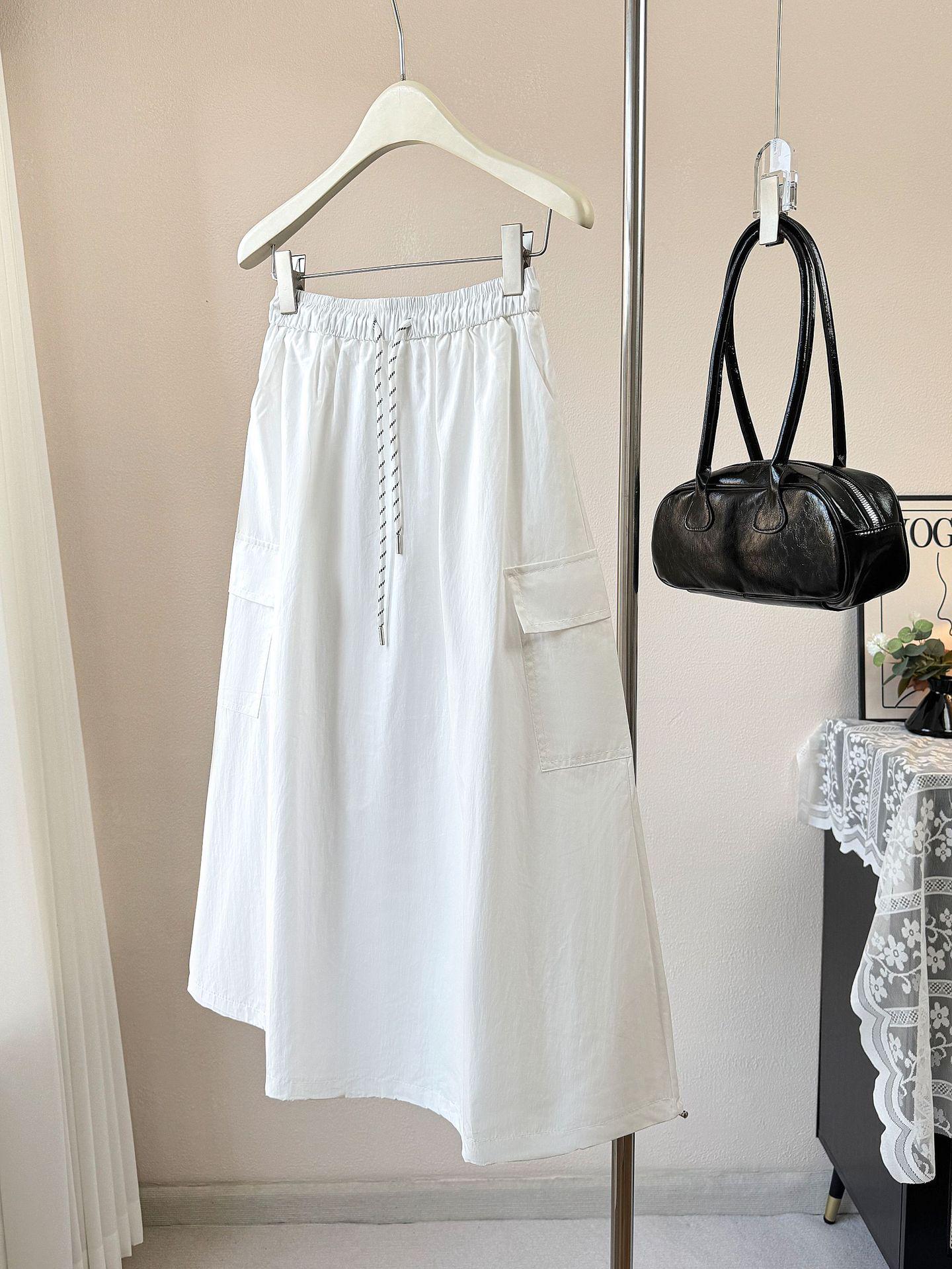 

American Style High-Waist Slimming Pocket Skirt for Women - 2026 Spring/Summer Collection One Size белый