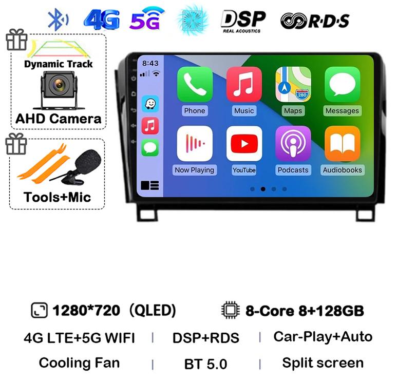 Android 14 Car Radio GPS Audio For Toyota Tundra XK50 2007-2013 Sequoia XK60 2008-2017 Multimedia Video Player Navigation Stereo