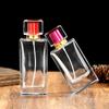 Transparent Glass Perfume Decanter with Press-Type Spray, 50/100ml, Flat Square Bayonet Design