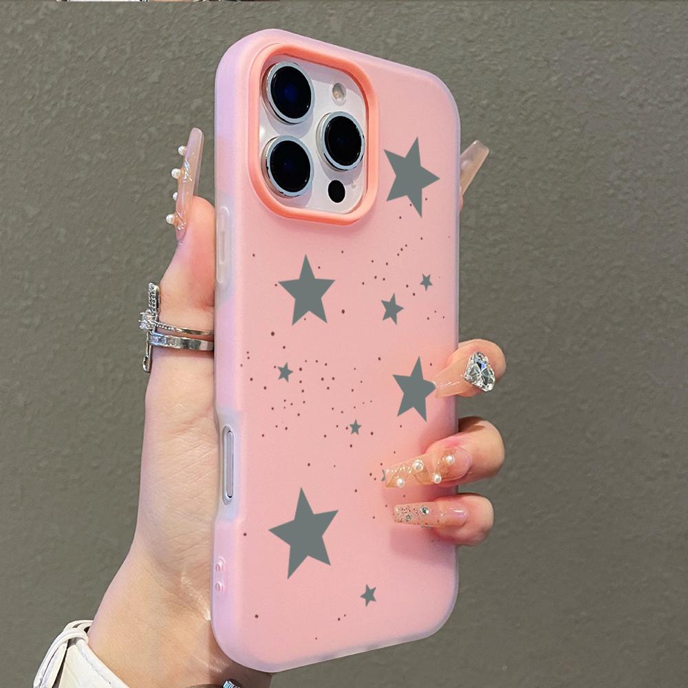 Cute Gray Stars & Dots Phone Case for Redmi Note 14 12S 13 12 11 10 Pro Plus 5G Redmi 12 13C 14C 4G Shockproof Protective Cover
