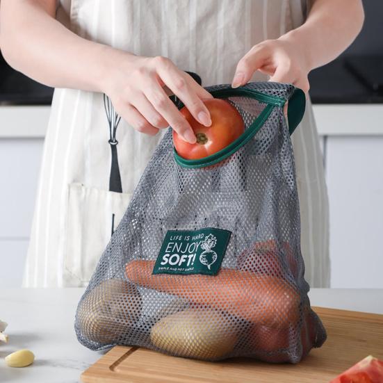 Kitchen Hanging Mesh Bag Fruit Vegetable Storage Net Bag Large Capacity Strong Load-bearing Ventilated Ginger Garlic Reusable Storage Bag