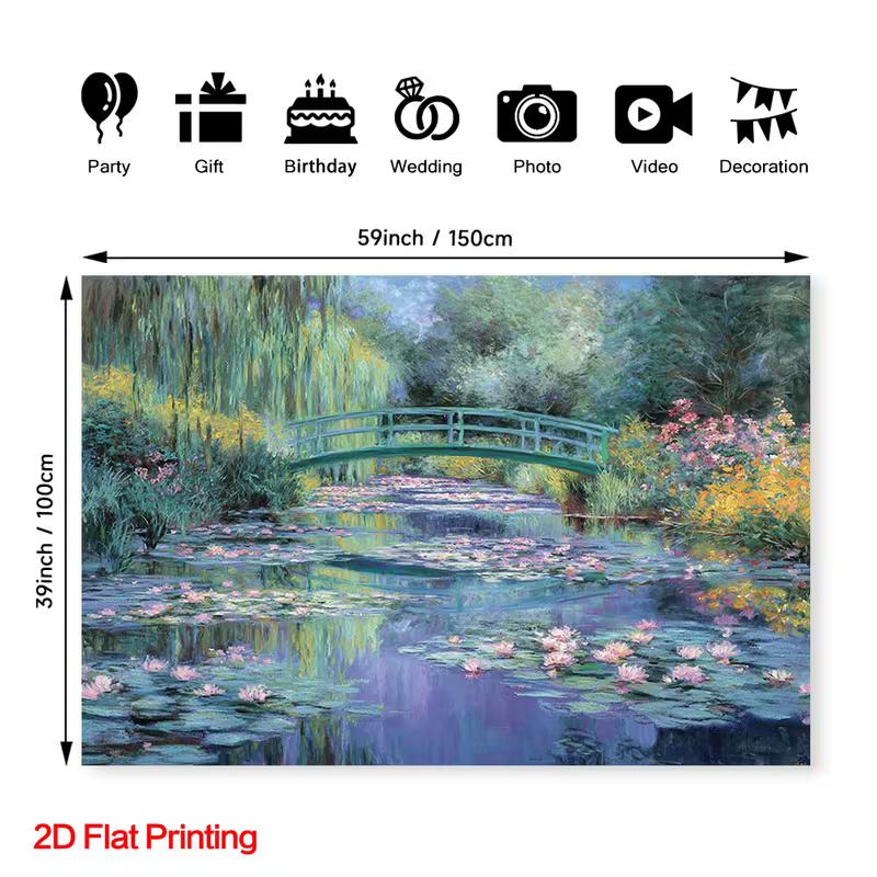 Classic Monet Water Lily Garden Tapestry Famous Artwork Wall Art 47.2x31.5inch/120*80cm